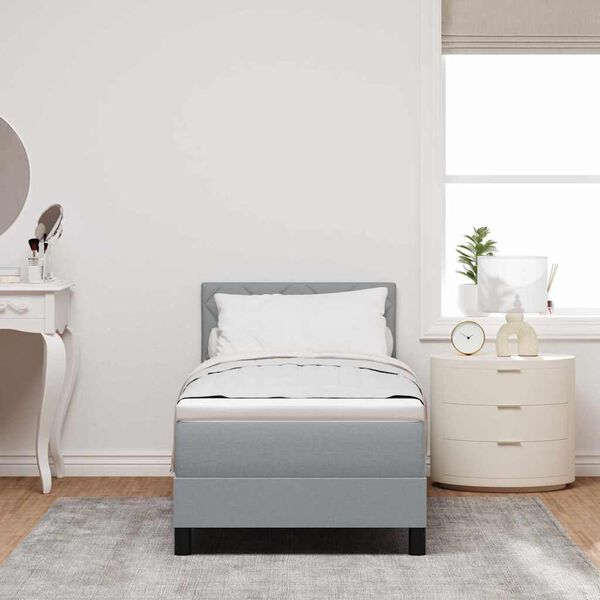vidaXL Boxspringbett mit Matratze Hellgrau 80 x 200 cm Stoff