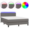 vidaXL Boxspringbett mit Matratze & LED Grau 140x190 cm Kunstleder