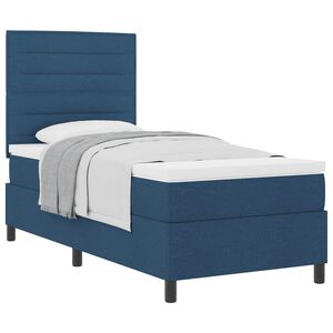 vidaXL Boxspringbett mit Matratze mit Kopfteil Blau 80 x 200 cm Stoff