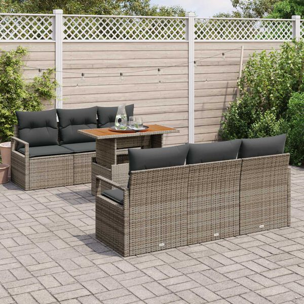 vidaXL Garten-Sofa-Set mit Kissen 7 pcs Grau