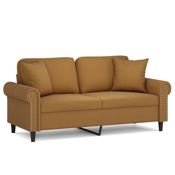 vidaXL 2-Sitzer-Sofa mit Kissen Braun 140 cm Samt