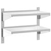 vidaXL Wandregal mit 2 B&ouml;den 75x40x60 cm Silbern Edelstahl