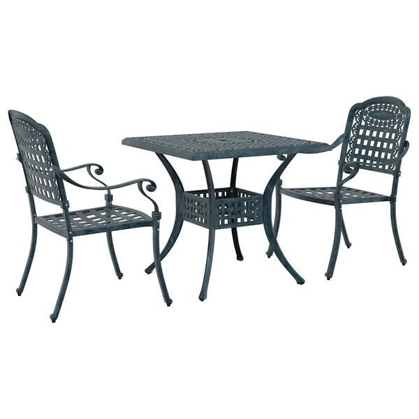 vidaXL Gartentisch Set 3 pcs Gr&uuml;n Gussaluminium