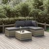 vidaXL 5-tlg. Garten-Lounge-Set mit Kissen Grau Poly Rattan
