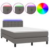vidaXL Boxspringbett mit Matratze & LED Grau 120x190 cm Kunstleder
