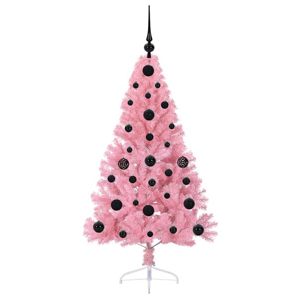 vidaXL K&uuml;nstlicher vorbeleuchteter Weihnachtsbaum Rosa 120 cm PVC