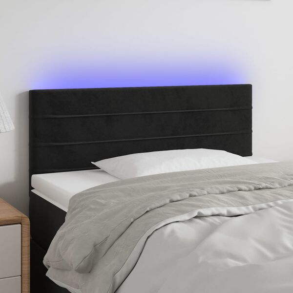 vidaXL LED Kopfteil Schwarz 90x5x78/88 cm Samt