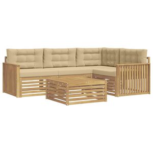 vidaXL Outdoor-Sofagarnitur 5 Stk. Wei&szlig; und Beige Polyester