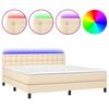 vidaXL Boxspringbett mit Matratze & LED Creme 160x200 cm Stoff
