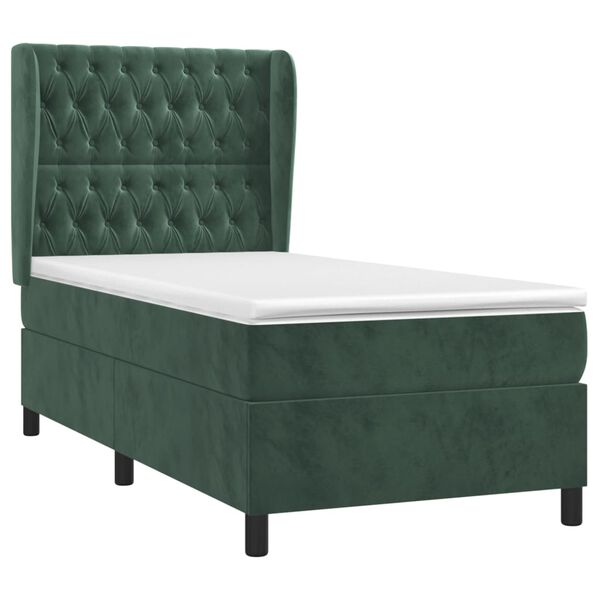 vidaXL Boxspringbett mit Matratze Dunkelgr&uuml;n 80x200 cm Samt