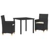 vidaXL Garten Essgruppe 3 stk. Schwarz Poly-Rattan