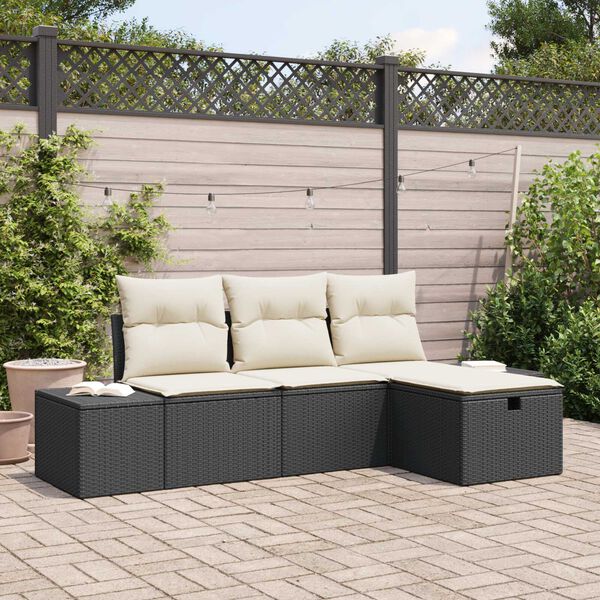 vidaXL Sofa Set mit Kissen 4 pcs Poly-Rattan