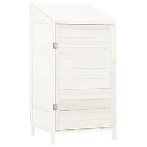 vidaXL Ger&auml;teschuppen Wei&szlig; 55x52x112 cm Massivholz Tanne