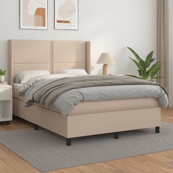 vidaXL Boxspringbett Matratze Cappuccino-Braun 140x190cm Kunstleder