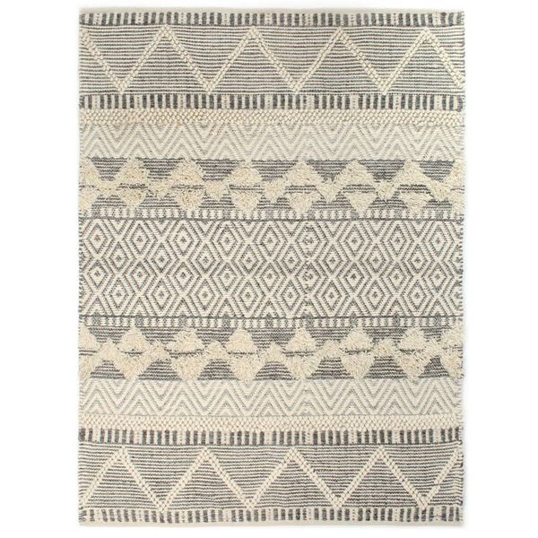 vidaXL Teppich Handgewebt Wolle 120&times;170 cm Wei&szlig;/Grau/Schwarz/Braun