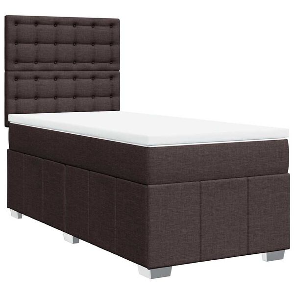 vidaXL Boxspringbett mit Matratze Dunkelbraun 90x200 cm Stoff