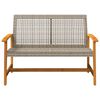 vidaXL Gartenbank Grau 112 cm Poly Rattan und Akazienholz