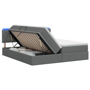 vidaXL LED-Speicherbett mit Matratze Dunkelgrau 180 x 200 cm Stoff