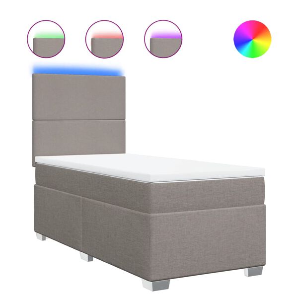 vidaXL Boxspringbett mit Matratze Taupe 90x190 cm Stoff