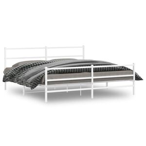vidaXL Bettgestell mit Kopf- und Fu&szlig;teil Metall&nbsp;Wei&szlig; 193x203 cm