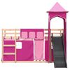 vidaXL Etagenbett mit Rutsche und Gardinen Rosa 80x200 cm
