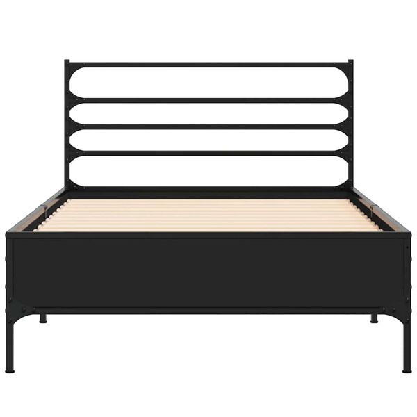 vidaXL Bettgestell Schwarz 100x200 cm Holzwerkstoff und Metall