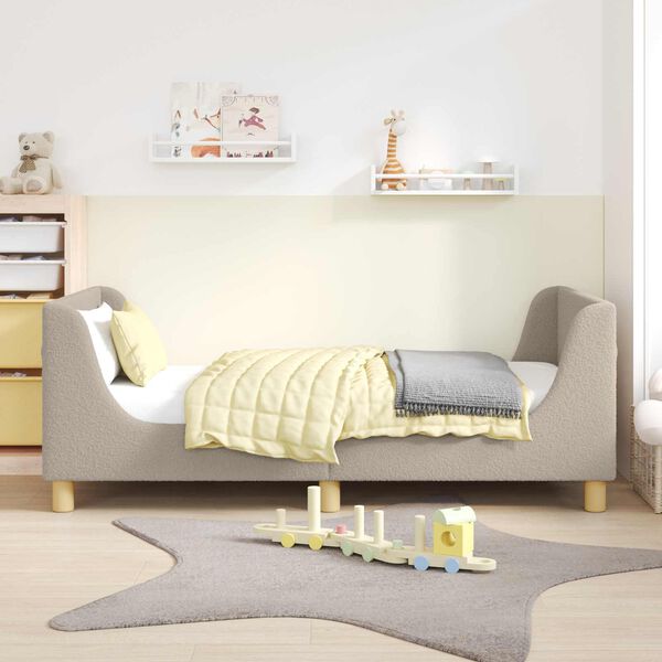 vidaXL Kinderbettgestell mit Kopfteil Hellgrau 80 x 160 cm Schafstoff