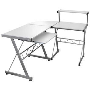 vidaXL Eck-Computertisch Wei&szlig; 132x112x99 cm Holzwerkstoff