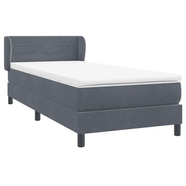vidaXL Boxspringbett mit Matratze Dunkelgrau 100x210 cm Samt