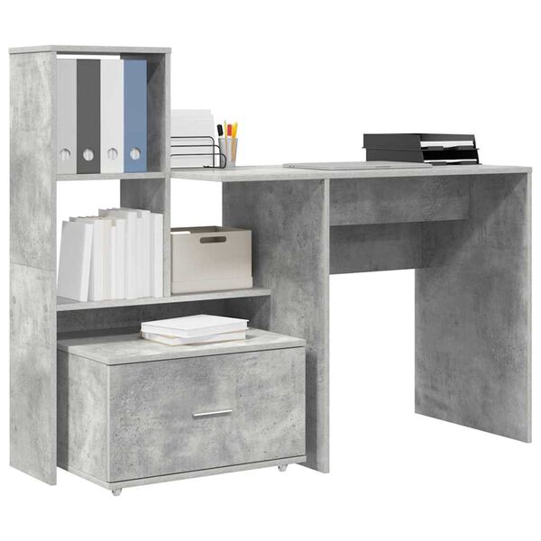 vidaXL Schreibtisch Beton Grau 131,5 x 50 x 106,5 cm Holzwerkstoff