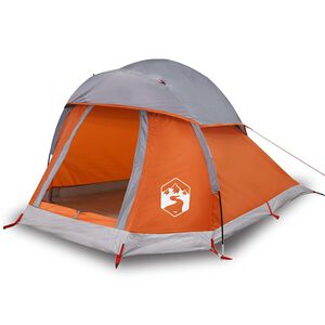 vidaXL Kuppel-Campingzelt 1 Person Grau und Orange Wasserdicht