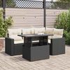 vidaXL 5-tlg. Garten-Sofagarnitur mit Kissen Schwarz Poly Rattan