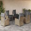 vidaXL 7-tlg. Garten-Essgruppe mit Kissen Beigemischung Poly Rattan