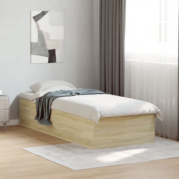 vidaXL Bettgestell ohne Matratze Sonoma-Eiche 75x190 cm Holzwerkstoff