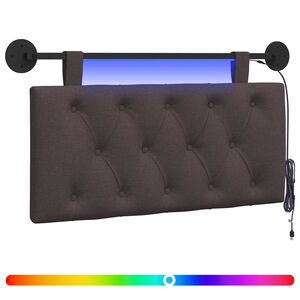 vidaXL H&auml;ngendes Kopfteil Mit LED Licht Dunkelbraun Stoff