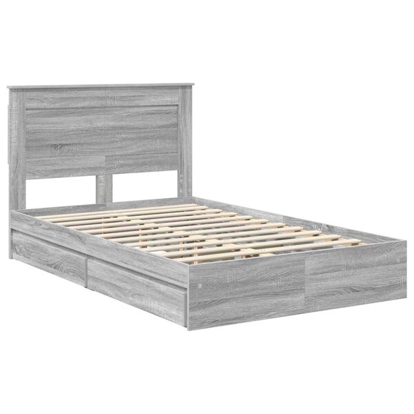 vidaXL Aufbewahrungsbett Graues Sonoma 135 x 190 cm Holzwerkstoff