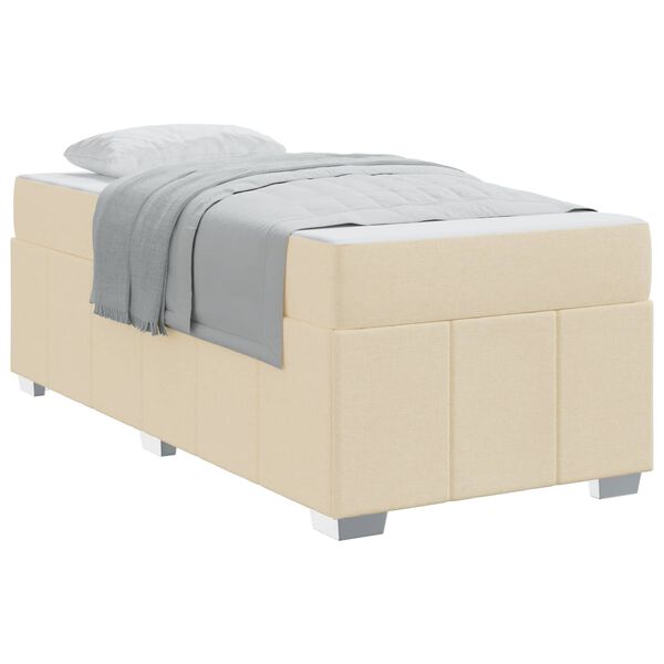 vidaXL Bettrahmen mit Matratze Creme 90 x 200 cm Stoff