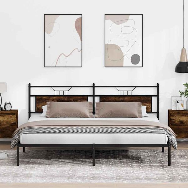 vidaXL Bettgestell ohne Matratze R&auml;uchereiche 193x201 cm Holzwerkstoff