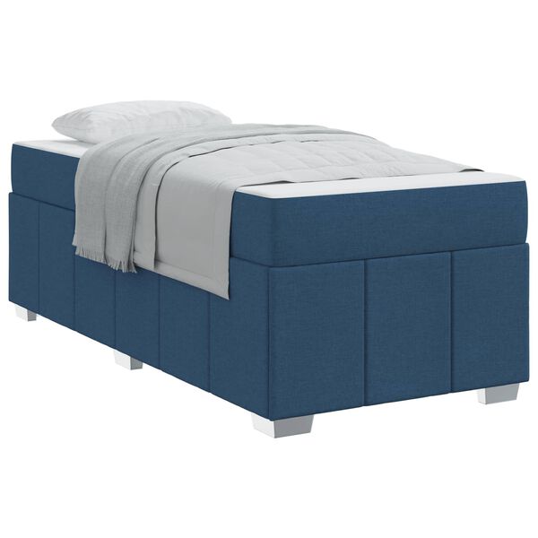 vidaXL Bettrahmen mit Matratze Blau 100 x 200 cm Stoff