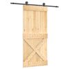 vidaXL Schiebet&uuml;r Nat&uuml;rlich und Schwarz 95 x 210 cm Massivkiefer