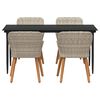 vidaXL Garten Essgruppe mit Kissen 5 pcs Hellgrau Poly-Rattan