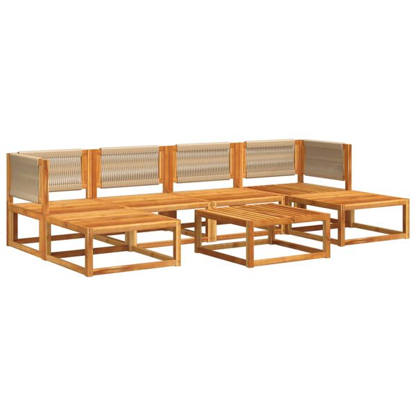 vidaXL 7-tlg. Gartensofa-Set mit Kissen Holz Akazie & Seil