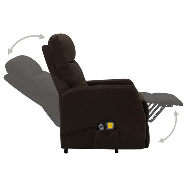 vidaXL Massagesessel mit Aufstehhilfe Dunkelbraun Stoff