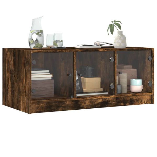vidaXL Couchtisch mit Glast&uuml;ren R&auml;uchereiche 102x50x42 cm