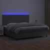 vidaXL Boxspringbett mit Matratze & LED Grau 200x200 cm Kunstleder