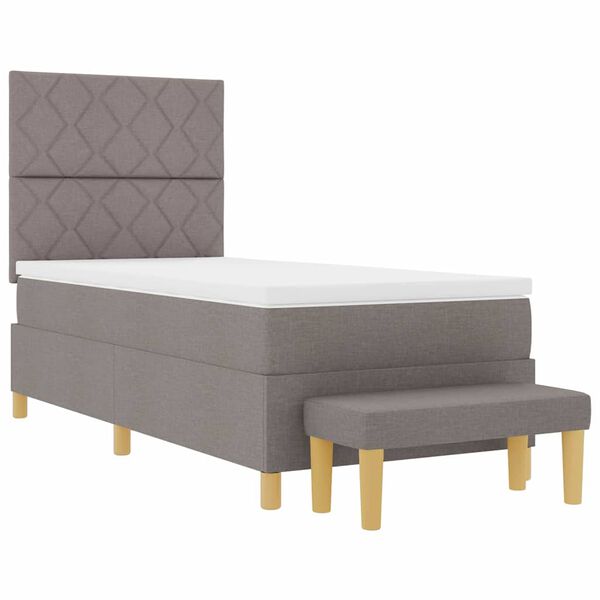 vidaXL Boxspringbett mit Matratze mit Kopfteil Taupe 90 x 190 cm Stoff