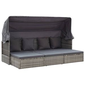 vidaXL Garten-Sonneninsel mit Dach Graut&ouml;ne Poly Rattan