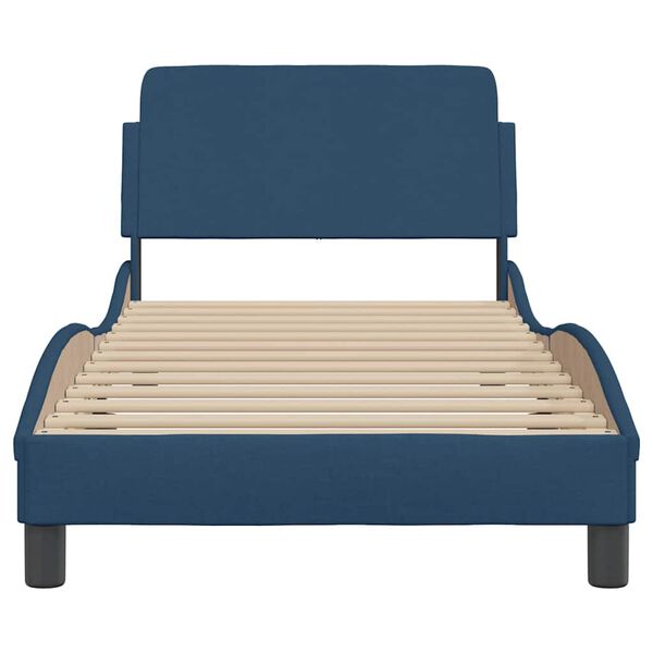 vidaXL Bettgestell mit Kopfteil "Dover" Blau 90x200 cm Stoff