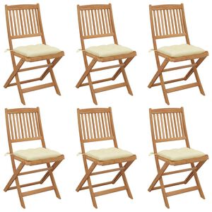 vidaXL Klappbare Gartenst&uuml;hle 6 Stk. mit Kissen Massivholz Akazie
