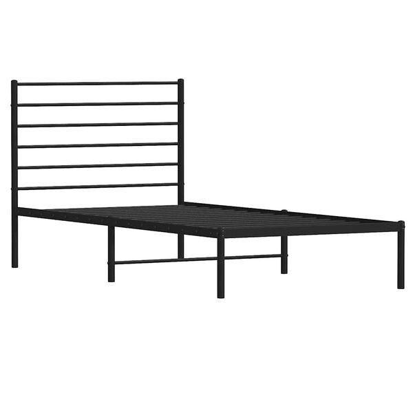 vidaXL Bettgestell mit Kopfteil Metall Schwarz 90x190 cm